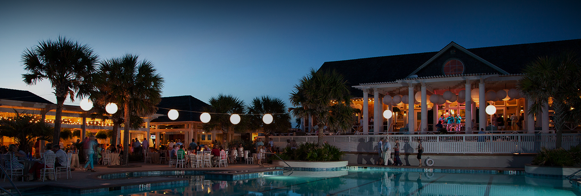 Poolside event night view